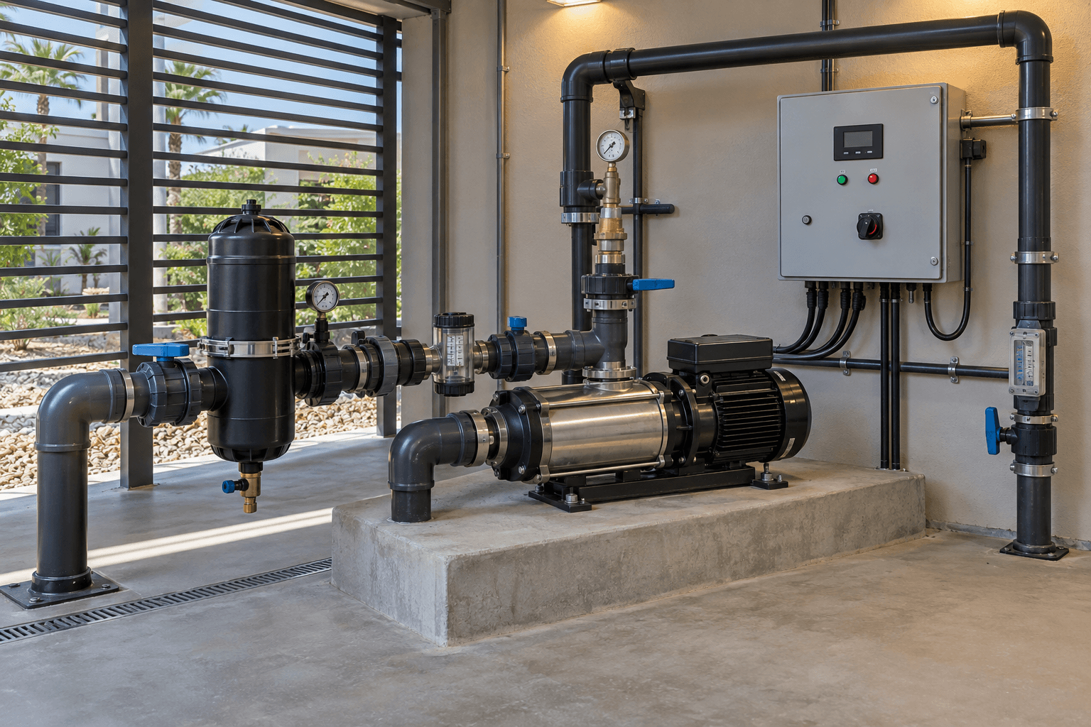 Irrigation pump filtration and pressure station