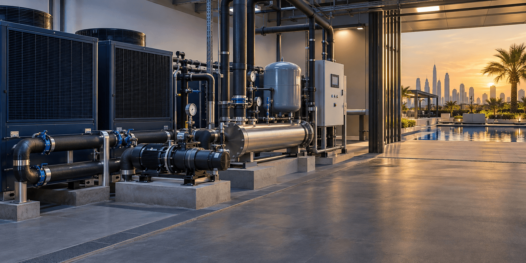 Pool heater and chiller installation