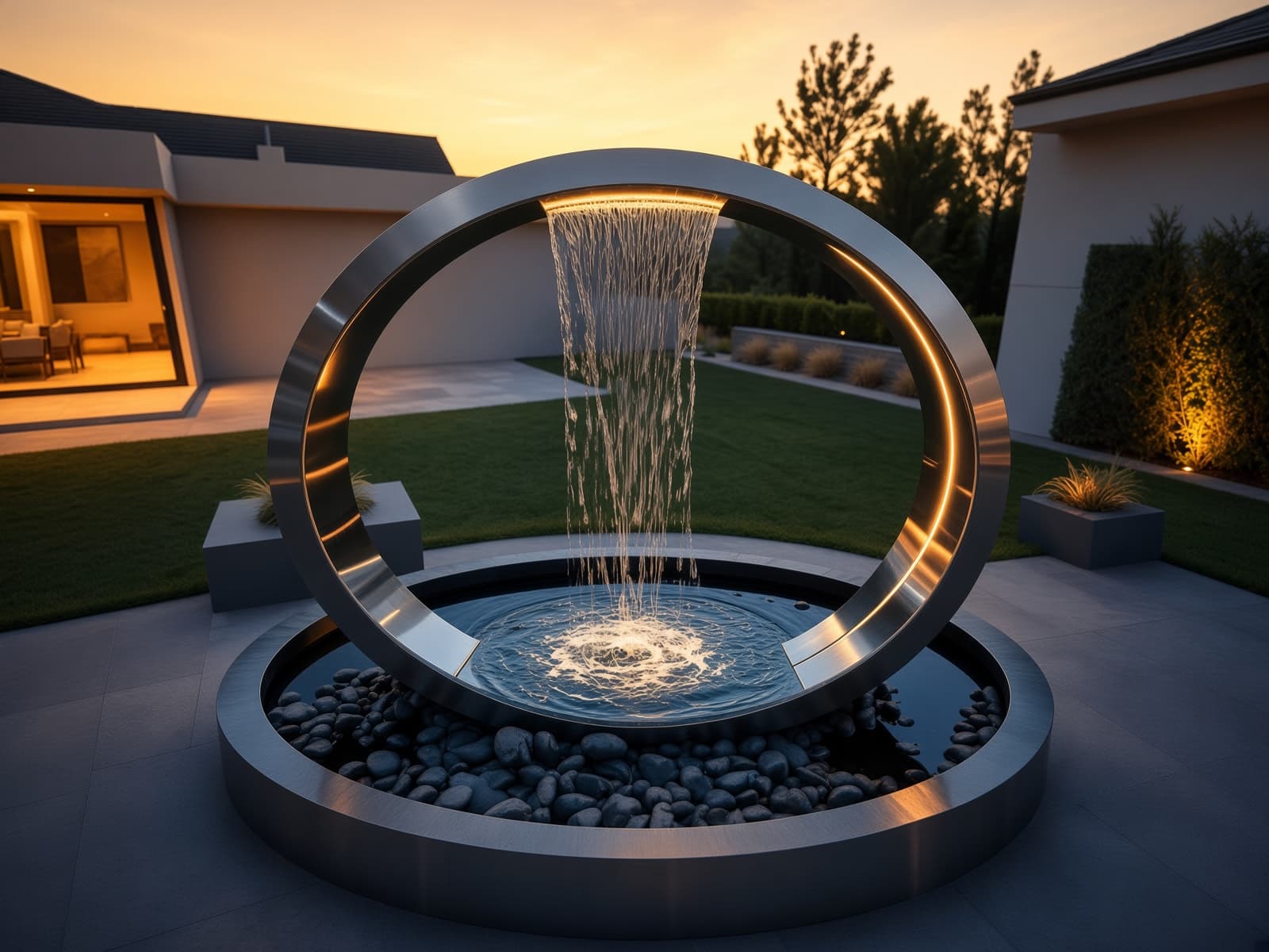 Modern pool waterfall in Dubai Hills Estate by BAB ALFIZA