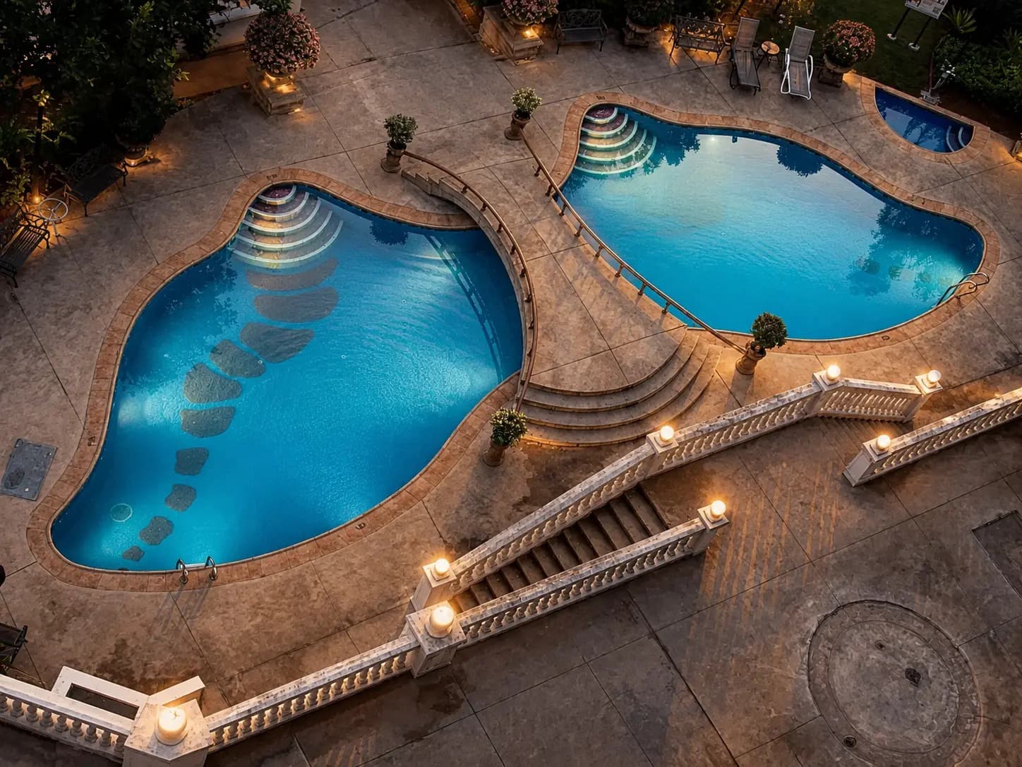 Villa swimming pool positioned alongside the property and outdoor living space